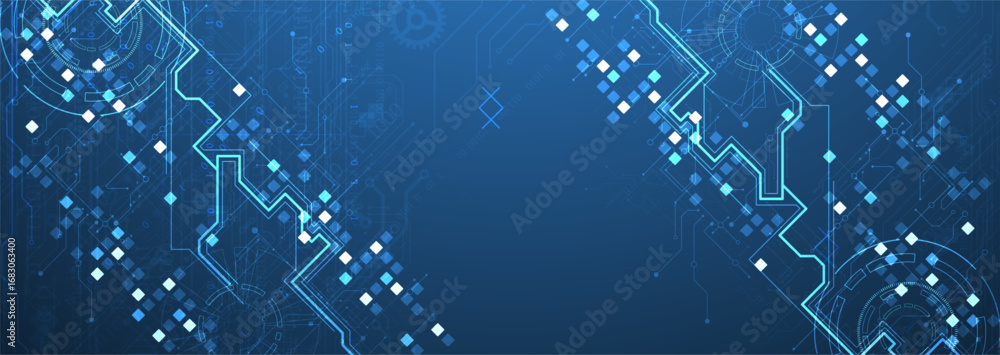 Obraz premium Abstract background. Scientific and technological concept with the use of technical elements formed in the shape of a circle. Vector