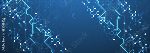 Abstract background. Scientific and technological concept with the use of technical elements formed in the shape of a circle. Vector