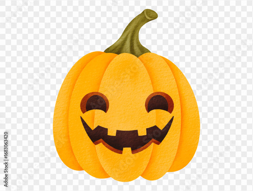 Watercolor pumpkin happy smiling Halloween illustration Vector.