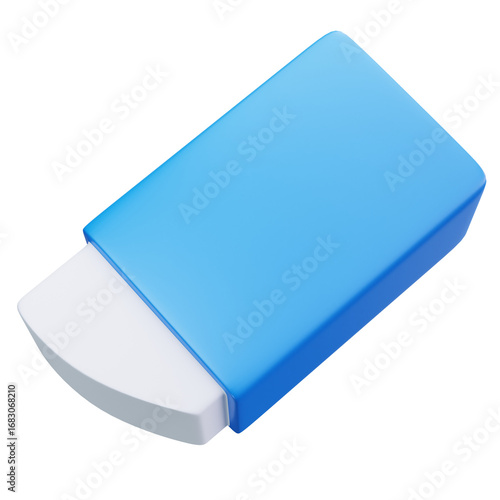 3D Blue Eraser Stationery Object