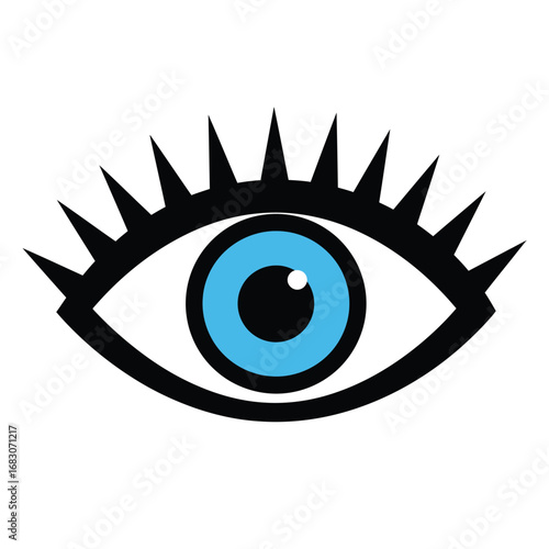 Black evil eye symbol with blue iris protection