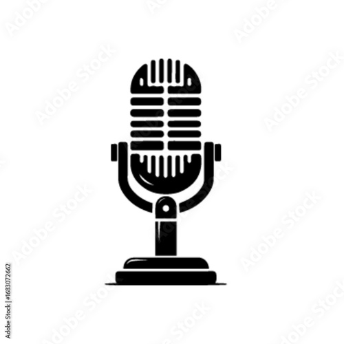 Vintage Retro Studio Broadcast Microphone Vector Illustration