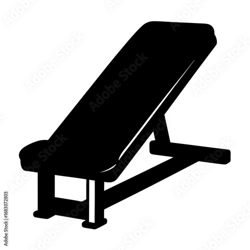 Isolated illustration of a weight bench for bodybuilding in black and white