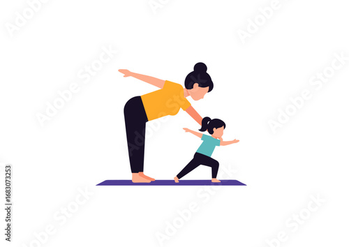 icon of mom and child doing yoga together