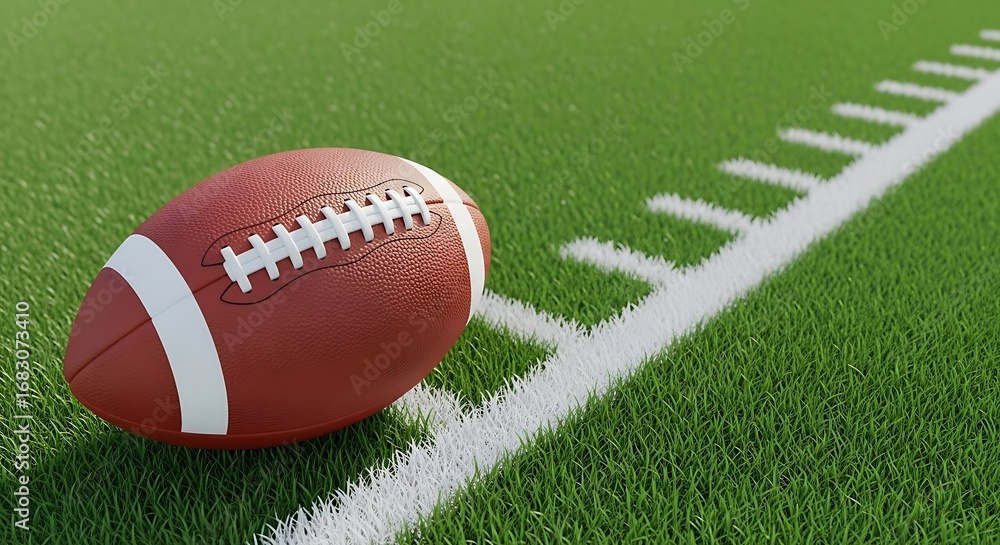 Obraz premium green field in american football stadium. ready for game in the midfield