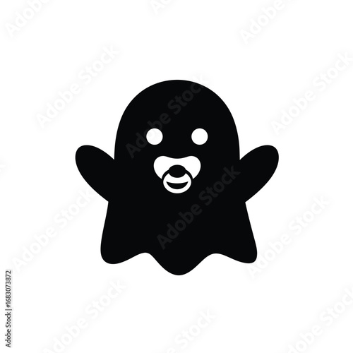 Baby ghost with pacifier icon black