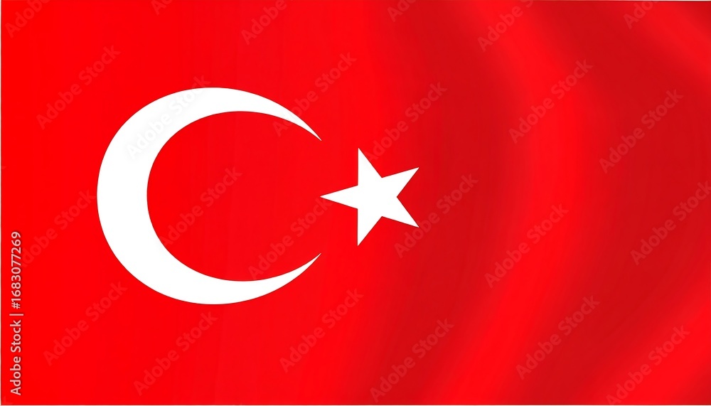 Obraz premium A Turkish flag, displaying a white crescent moon and star, waves against a vibrant red backdrop.