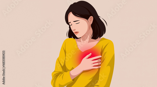 Heart Attack Awareness: Recognizing the Early Warning Signs. Medical Illustration of Heart Attack Symptoms and Effects. Cardiovascular Emergency: Understanding Hart Attack Risks. Heart Attack Concept