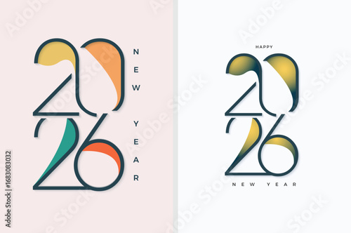 Unique and simple happy new year 2026 design. Premium design for 2026 new year celebration. Vector premium modern 2026 background.