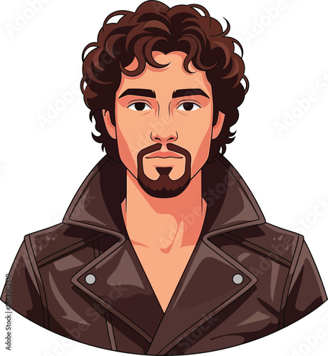 Portrait of a man with curly hair and a beard