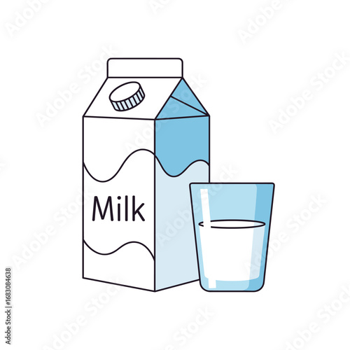 A healthy carton of milk and a refreshing glass of milk ready to drink