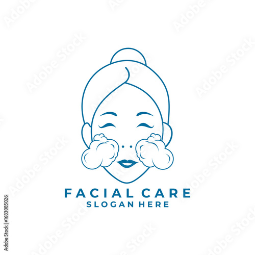 Women face Facial wash icon logo design vector template