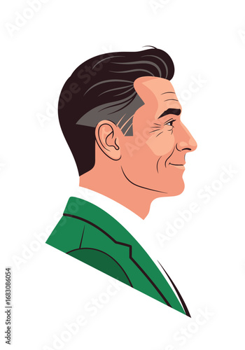 Profile of a confident smiling man in a suit