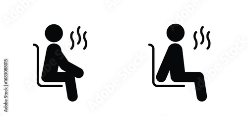 Sauna concept. Spa service, hot steam room or sweat room. Relax of relaxation exercises. Human rest, stick figure man. Human silhouettes. Human rest, stick figure man. Bucket sauna tools
