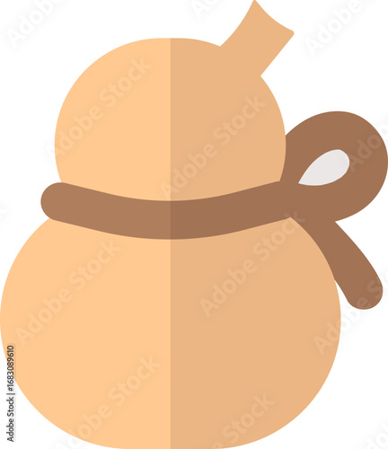 A simple, stylized illustration of a gourd tied with a brown ribbon, showing clean lines.