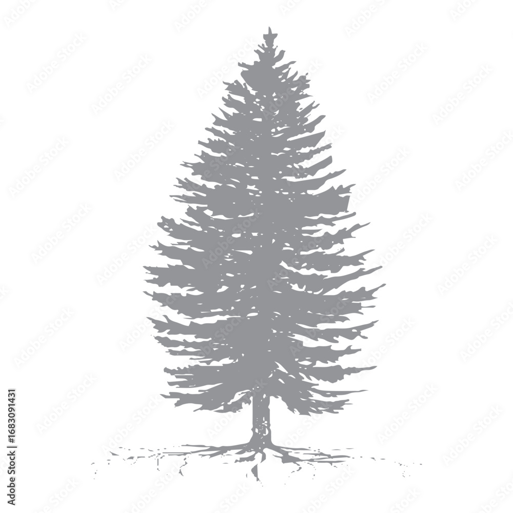 Obraz premium Green Pine Tree with Roots
