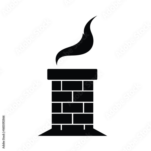 Black brick chimney with smoke white