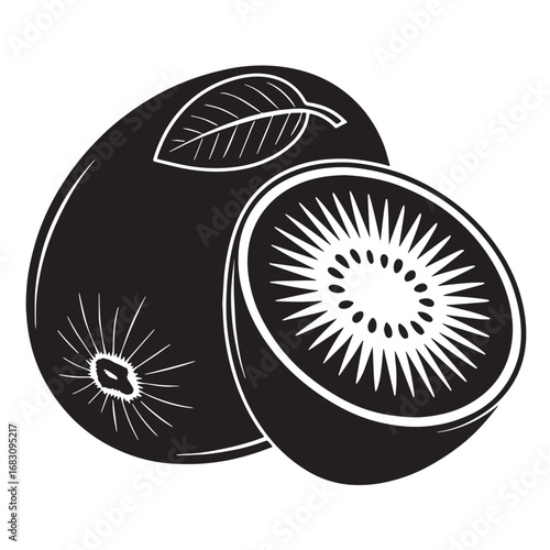 Black kiwi Silhouette Vector, High Quality Illustration on White Background