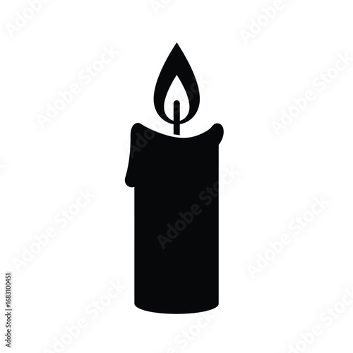 Black candle flame icon wick burning