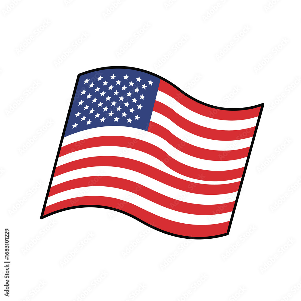 Fototapeta premium Waving American flag vector illustration