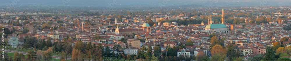 Fototapeta premium The cityscape of Vicenza in evening light.