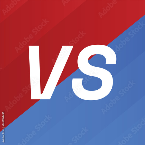 Background diagonal shapes two-color gradient. Red and blue banner versus. Sport template. Team opponent match 