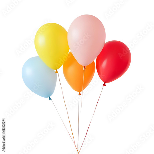 a beautiful colorful bunch of balloons isolated on a transparent background