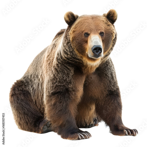 Wallpaper Mural Majestic grizzly bear sitting alert with a powerful gaze in the wild nature habitat Torontodigital.ca