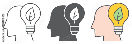 Think Green icon, nature and ecology, green thinking sign vector graphics, editable stroke linear icon, eps 10.