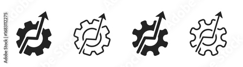 Operational excellence vector icons set. Production growth vector concepts