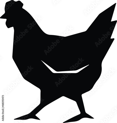 Illustrator Vector Chicken hen standing farm poultry animal silhouette