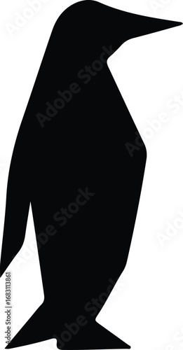Illustrator Vector Emperor penguin standing straight side view silhouette