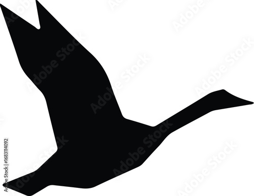 Illustrator Vector Flying goose waterfowl in flight simple silhouette