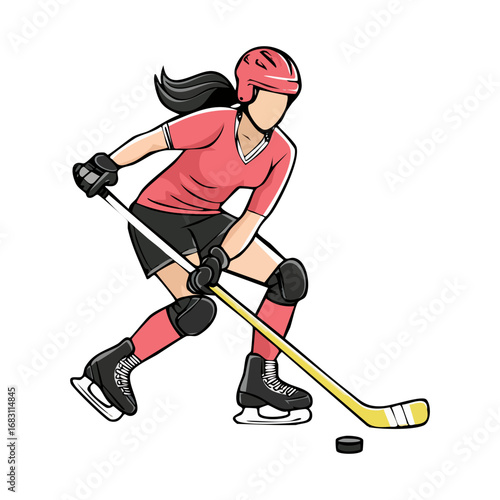 Hockey woman player icon ai generated