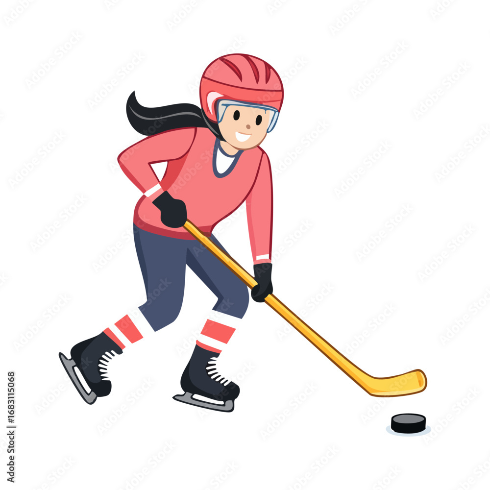 Obraz premium Hockey woman player icon ai generated