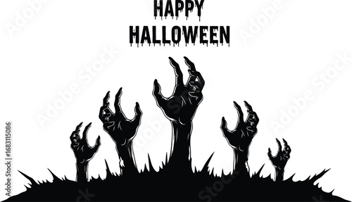Zombie hands rising from the grave halloween night, creating a spooky and eerie scene for the holiday celebration