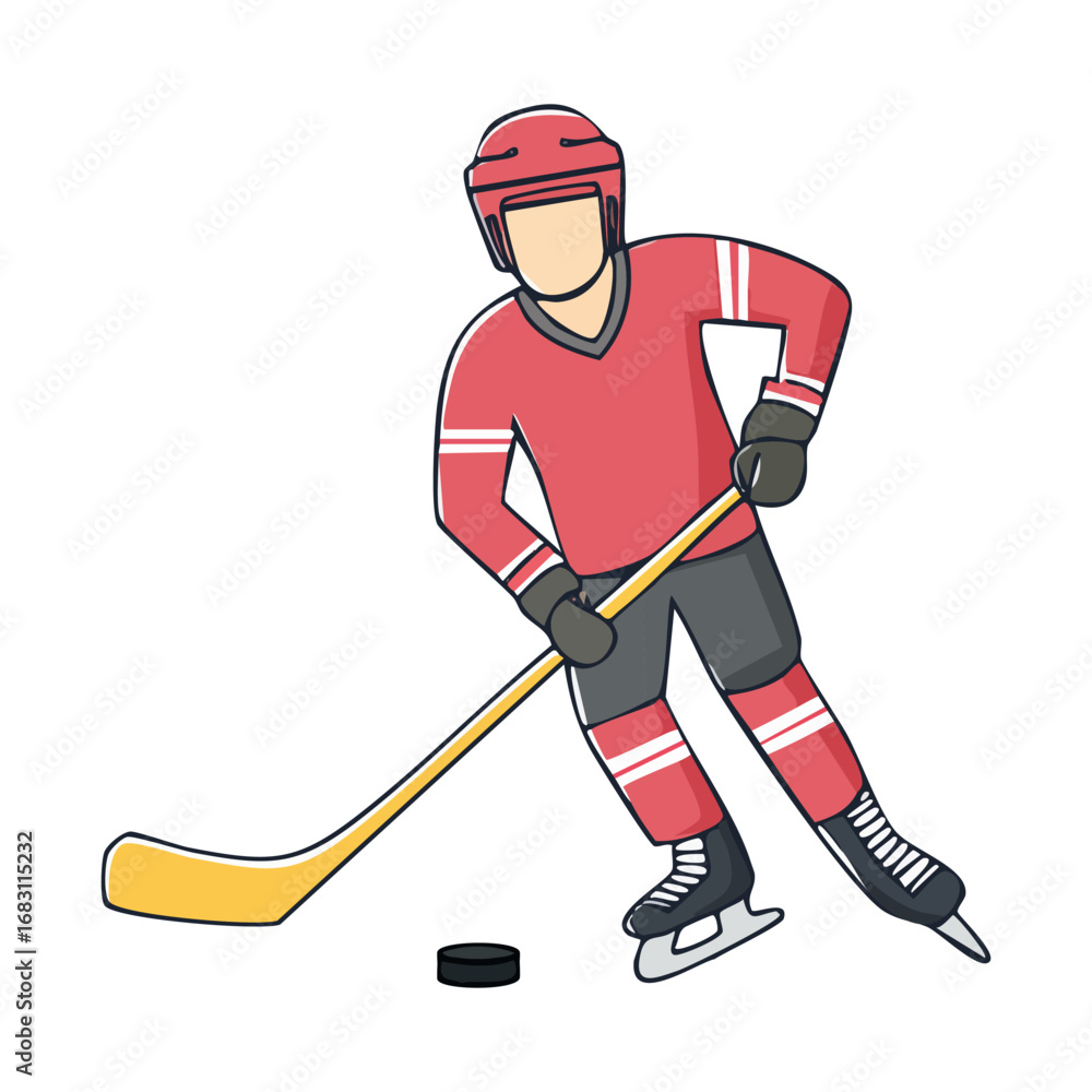 Fototapeta premium Hockey player icon hand draw ai generated