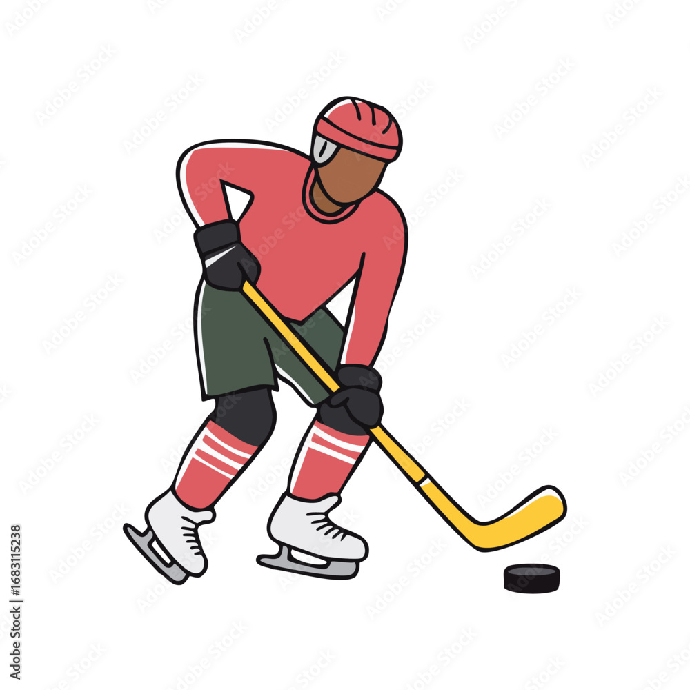 Fototapeta premium Hockey player icon hand draw ai generated