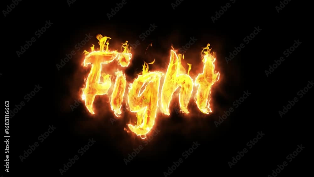 Fiery fight animation with intense flames on black background for ...