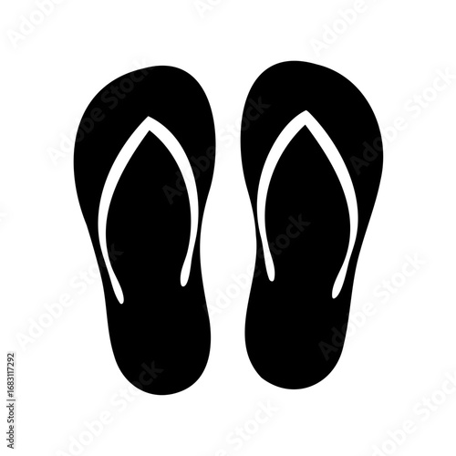 Minimalist black and white flip flops design for summer vacation vibes