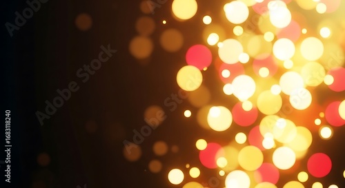 Radiant orbs of light cascade down from the darkness abstractly