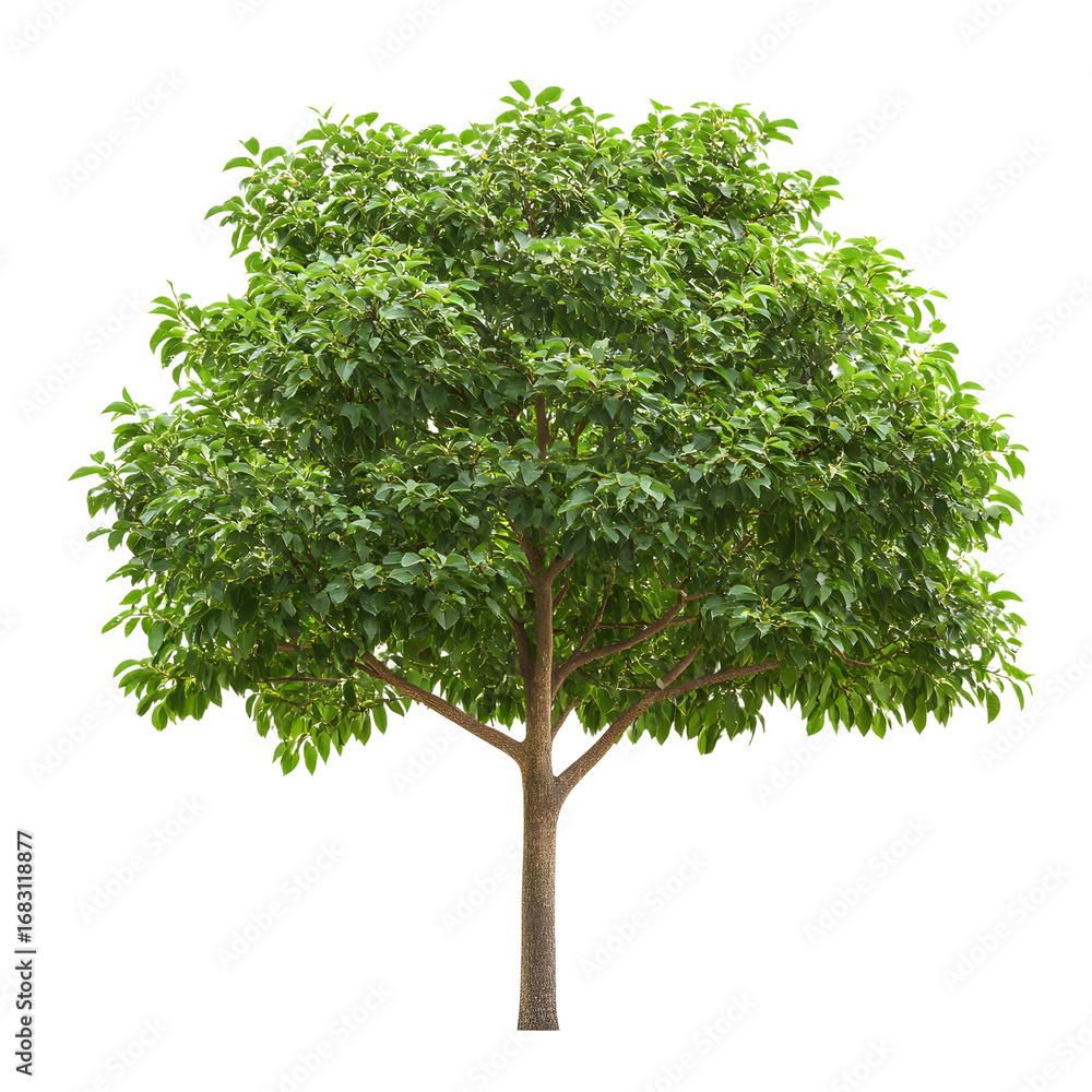 Obraz premium Vibrant Green Leafy Tree Isolated on White Background for Graphic Design Projects