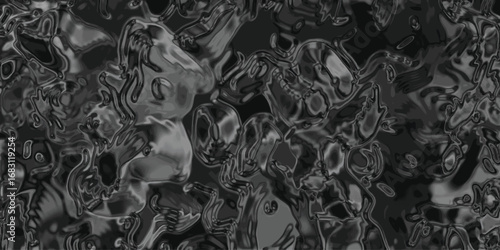 Abstract dark gray digital art illustrating organic fluidic forms and textured liquid shapes.