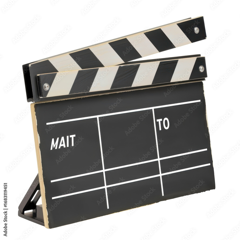 Fototapeta premium Film slate ready for action capturing the magic of filmmaking and creative storytelling
