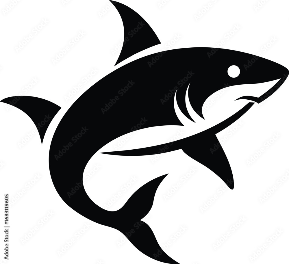 Obraz premium Dynamic shark illustration with vibrant color palette