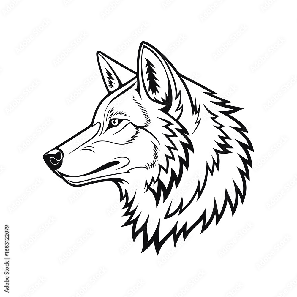 Naklejka premium wolf head isolated on white