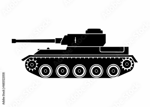 Military Tank Silhouette Vector Illustration