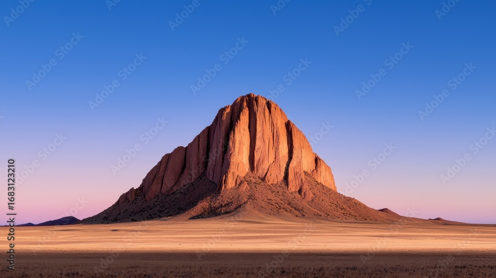 Fototapeta premium Breathtaking view of Shiprock in New Mexico, showcasing the stunning southwestern desert landscape with vibrant colors and rock formations.
