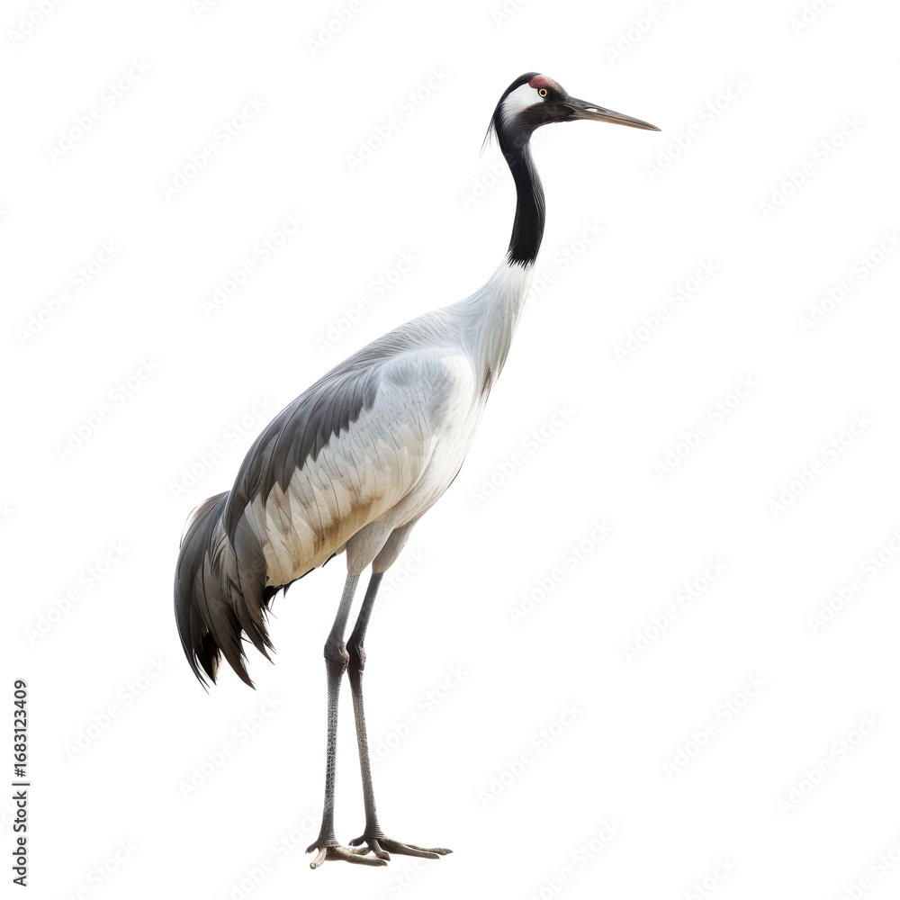 Obraz premium Majestic red crowned crane standing tall against a stark in nature