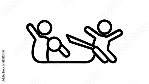 Icon showing an adult securing a child in a car seat buckle isolated against a white background for.